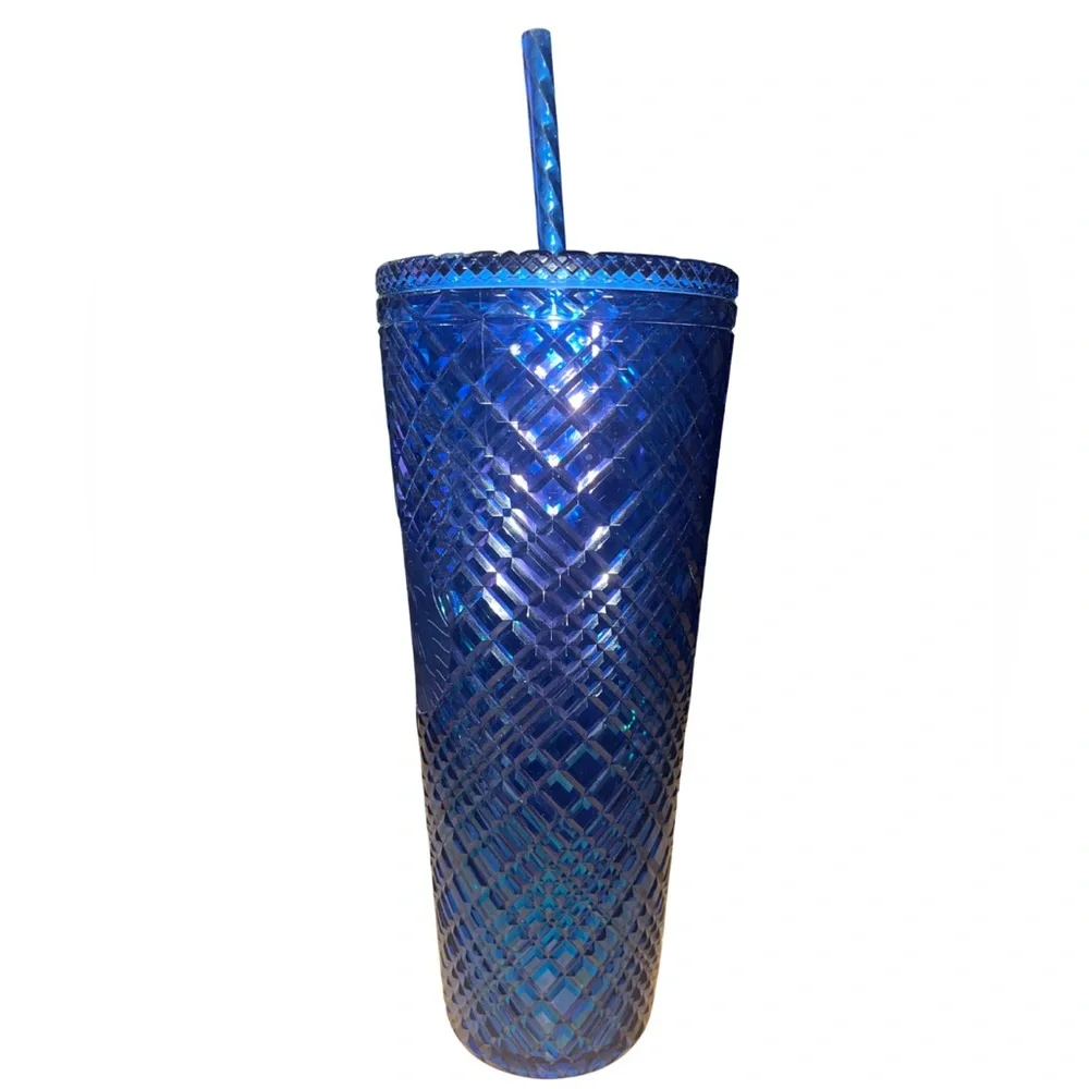 NWT Starbucks 2022 Holiday Azure Blue Jeweled Venti 24oz Cold Cup Tumbler